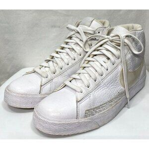 Nike Blazer High Men Size 9.5 White Leather Shoes Sneakers 316664-112